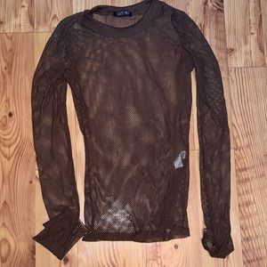 Current mood brown mesh top